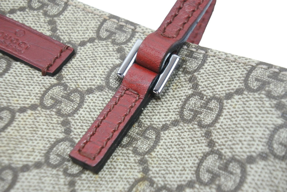 Gucci Handbag Bag GG Supreme Beige Red - Picture 6 of 7